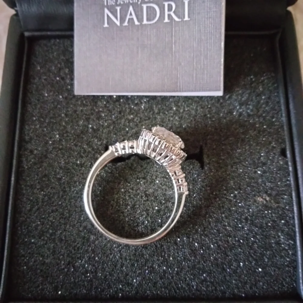 NADRI HALO RODIUM PLATED RING #10 - Picture 2 of 11